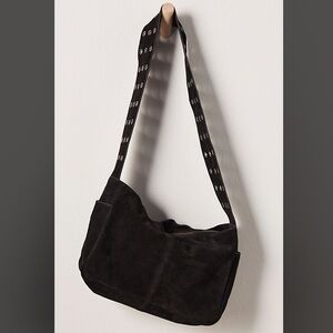 Free People Eva Eyelet Sling Bag - Black Suede - 100% Leather - NWT